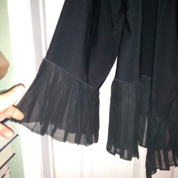 Milli Black Sheer Open Front Jacket, Size S, Pleated Hem & Cuffs, Flowy … - Picture 8 of 12